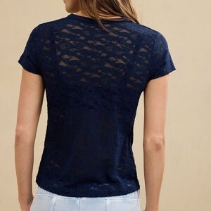 Navy Lace Women Top
